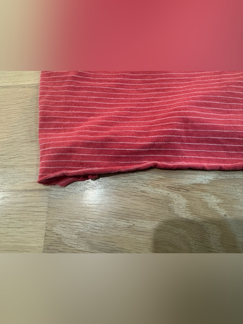 Marine Layer Saddle Pocket Tee ALTERED cropped raw hem red stripe size XL - Picture 5 of 6